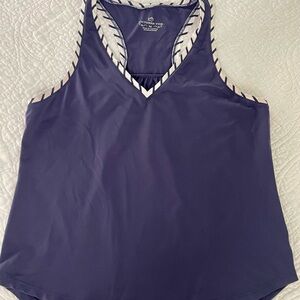 Southern Tide Navy Striped v-neck racer back active top in medium.